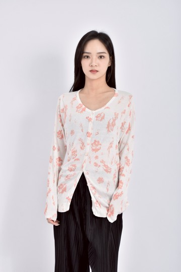 (M) ef de質感針織長袖橘色外套