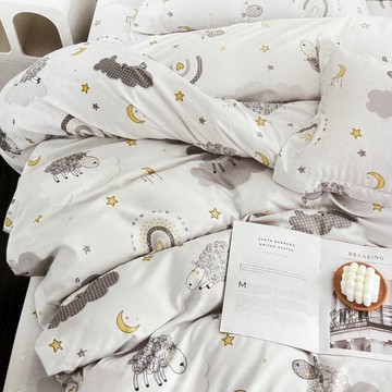 晚安數數羊 台灣製3M法式天絲 單人/雙人/加大 床包兩用被套組