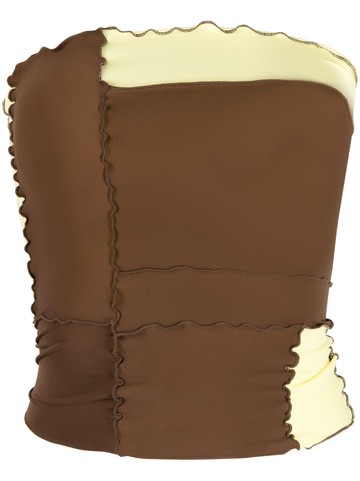 sherris - strapless multi-panel top - women - Nylon - M - Brown