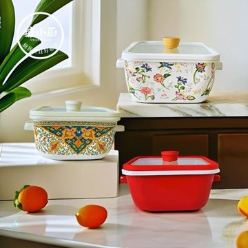 搪小廚琺瑯方鍋家用加厚搪瓷方鍋雙耳燉鍋煮面煲湯電磁爐燃氣通用