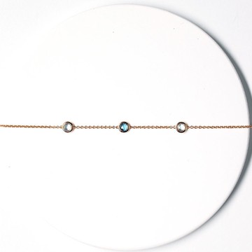 純18K金澳洲藍色托帕石三粒石手鏈 客製化訂製 B028