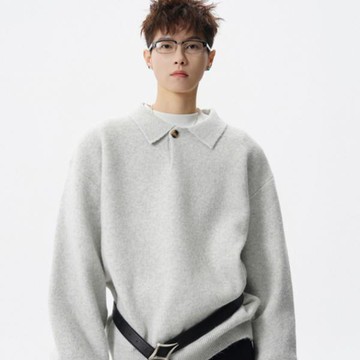 美式復古翻領POLO衫大學T男春季情侶簡約百搭休閒套頭大學T男