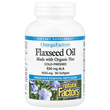 Natural Factors, 亞麻籽油，1,000 毫克，90 粒軟凝膠