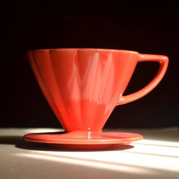 【客器客氣】菊型長肋濾杯 01款(有把)-大喜紅