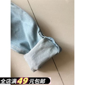 2301兩用袖！可挽袖棉質翻領文藝小清新外套顯瘦水洗柔軟牛仔襯衫