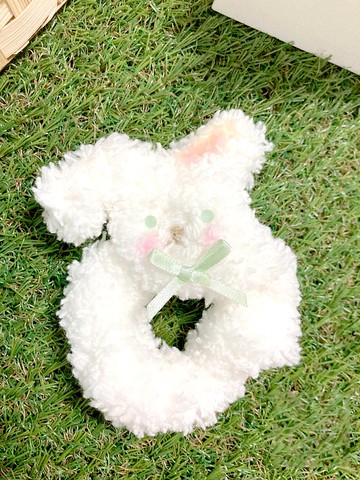 【 原創 純手工 】針織 毛毛小兔 髮圈