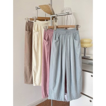 奈看服飾/隔日到貨極降價清庫存薄霧感醋酸面料9分版雲朵褲 微醺色系山本褲 鬆緊腰多色可選 遮肉