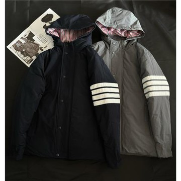 TB冬季90白鴨絨四道杠潮牌百搭保暖休閑簡約情侶款寬松連帽羽絨服