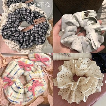 法式小香風大腸圈 秋冬款 韓版復古小香風大腸圈 法式跳色棉麻大腸圈 髮圈 大腸圈 髮飾