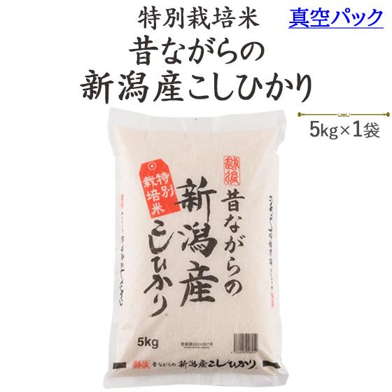 令和５年産　お米 5kg 真空パック 特別栽培米昔ながらの新潟産こしひかり5kg　送料無料(一部地域を除く)