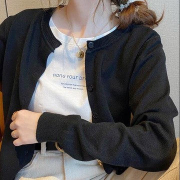 現貨 薄外套 排扣外套小外套 小香風外套 秋冬上衣 針織外套 糖果色  針織開衫外搭毛衣寬鬆外套圓領長袖上衣  8190