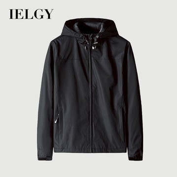 IELGY日常連帽外套男士運動防水大碼純色