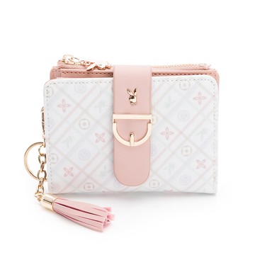 PLAYBOY - 短夾  經典格紋系列 - 粉色/552-9505-12-2