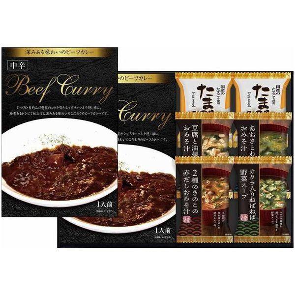 内祝い お返し カレー お歳暮 2023 ギフト レトルト ビーフカレー 中辛 フリーズドライ スープ おみそ汁 惣菜 セット RW-20 (20)