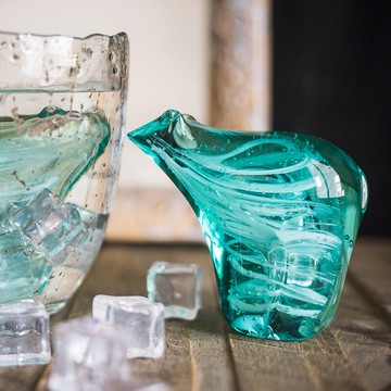 掬涵 玻璃北極熊手工藝術品擺件桌面鎮紙寓意禮物純凈水晶質感