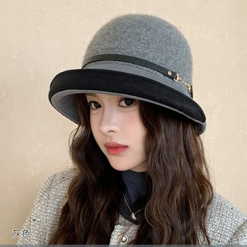 【梨花HaNA】限時加贈圍脖一條 秋冬雪夜金屬扣環漁夫帽毛帽