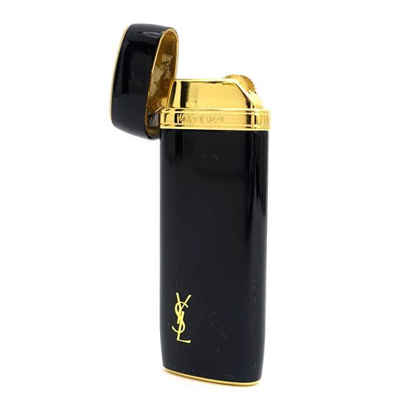 YVES SAINT LAURENT   イヴ・サンローラン  ガスライター ロゴ ブラック×ゴールド 未使用品 ケース メンズファッション 中古