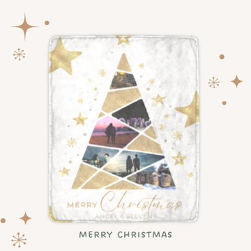 【冬季送禮】冬季送禮 客製照片聖誕樹毛毯 White Gold Christmas