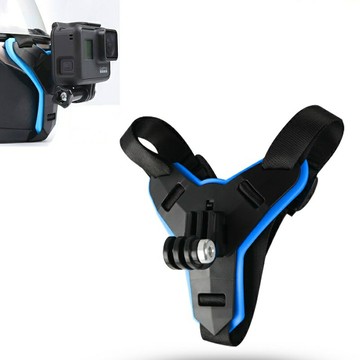 GoPro7摩托車頭盔下巴支架hero456固定帶山狗sj8/9小蟻4K相機騎行