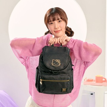 【Hello Kitty】金緻凱蒂-翻蓋後背包-黑 KT03M01BK