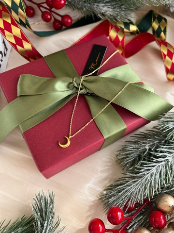 【精緻禮盒】金色月亮項鍊－弦月 #百搭 雙面佩戴 精緻節