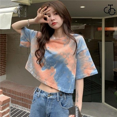 Tシャツ レディース 丸首 半袖 へそ出し ショート丈 タイト トップス ショートタンクトップ 夏 ゆるい 韓国ファッション 原宿系 ストリート 通販 Lineポイント最大get Lineショッピング