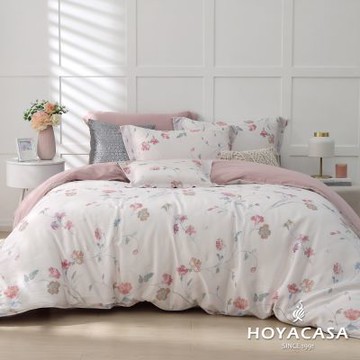 HOYACASA 花伶春畇 加大60支銀纖維天絲兩用被套床包四件組