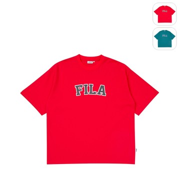 【FILA】男性 短袖 純棉圓領T恤-紅色 1TEZ-1809-RD