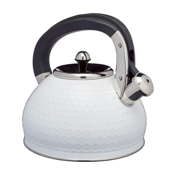 KitchenCraft 蜂巢紋不鏽鋼笛音壺  1個  2.5L  白色