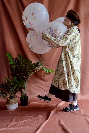 燈芯絨滿版鈕釦花寬版長襯衫