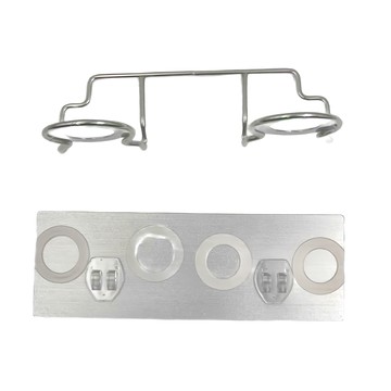 Easy 易立家 無痕掛勾 雙瓶罐架 (適用瓶口寬度2.4~3.4cm)  不鏽鋼架19.5 x 9 x 6cm/貼片22 x 7.5cm  銀色  1個