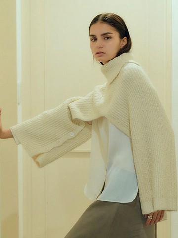 2WAY正反兩穿雙側排釦高領針織上衣/背心(07000013300) - YECCA VECCA