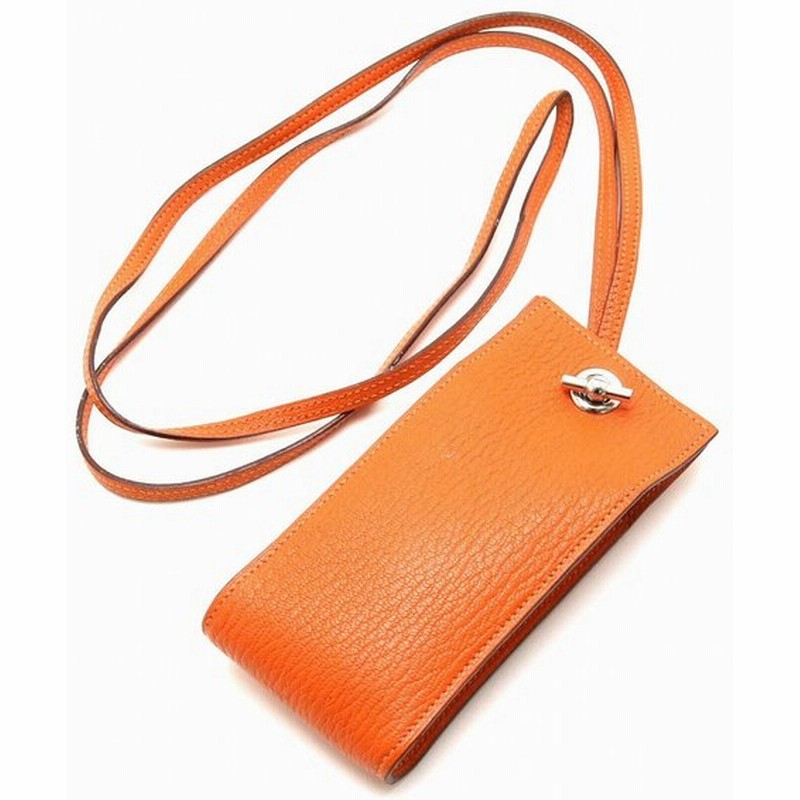 Hermes エルメス ヴェスパ ネックストラップ ポーチ 小物入れ レザー シェーブル オレンジ シルバー金具 H刻印 中古 S 通販 Lineポイント最大0 5 Get Lineショッピング