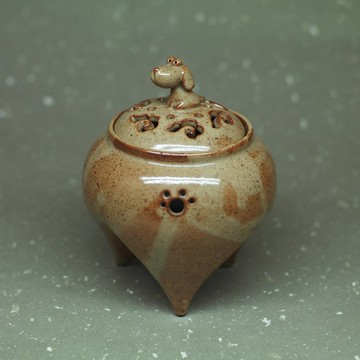 長石蘇打釉 三足品香爐 手作陶藝 品香茶席