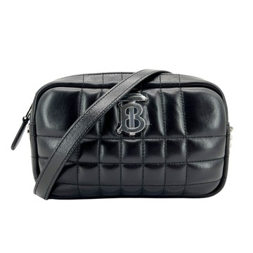 Burberry Lola 銀logo绗缝羊皮迷你斜背相機包（8064854-黑） _廠商直送