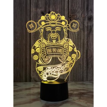 2025春節裝飾臺燈七彩財神小夜燈插電桌面擺件新年氛圍燈過年禮物