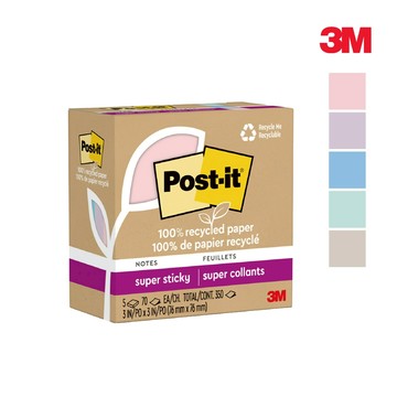 3M 利貼狠黏100%環保再生紙-3x3便條紙(70張x5本)-兩款可選