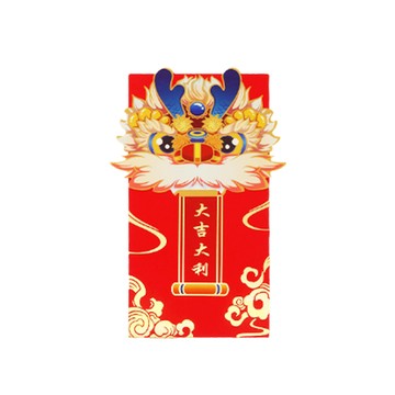 賈文卿 新春舞獅報喜 大吉大利紅包袋 5入組