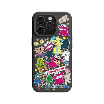 iPhone 16 Pro SolidX 黑 - 蠟筆小新 Crayon Shinchan - 蠟筆小新經典拼貼款
