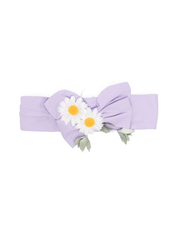 Monnalisa - floral-appliqué bow headband - kids - Elastane/Cotton - XS - Purple