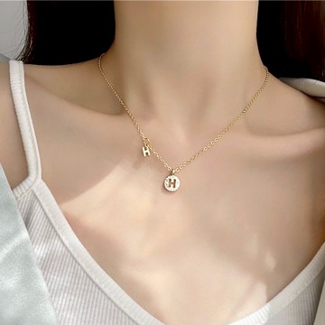 韓系 H型風尚 項鍊 項鍊女 長項鍊 項鏈 女生項鍊 项链 鎖骨項鍊 吊墜 銀色 金色 簡約 造型 潮流 F536