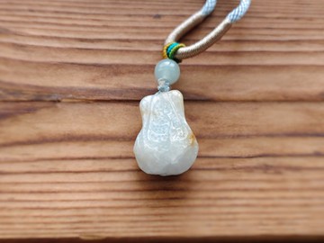 親翠 天然翡翠 1010K 百事來財 冰飄花圓滾小白菜調整式繩鏈