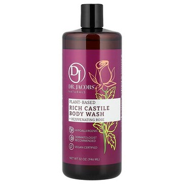 Dr. Jacobs Naturals, 植物基奢華卡斯提爾沐浴露，煥活玫瑰香，32 盎司（946 毫升）