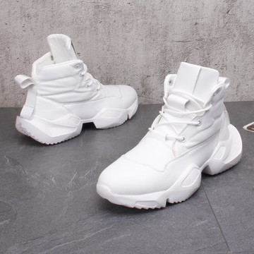 白色高幫潮鞋男2025秋冬款潮牌內增高運動休閑鞋子男士厚底老爹鞋