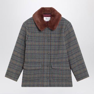 Joao quilted wool coat with checked pattern
