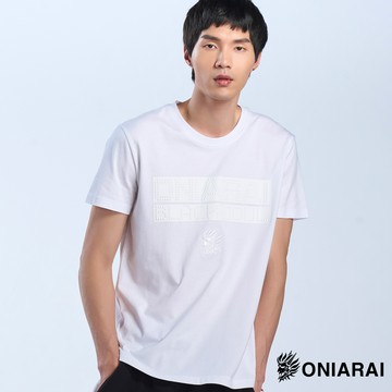 【買1送1】黑魂重工鋼印側鬼短TEE(白) - BLUE WAY 鬼洗い