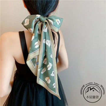 長條寬發帶綁包包帶雙面絲巾復古文藝綢緞飄帶多功能領巾【木屋雜貨】