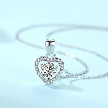 現貨+預購 莫桑石項鍊925純銀-簡約心形D色1克拉女飾品74gk52【獨家進口】【米蘭精品】