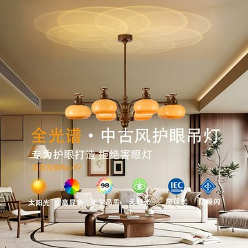 吊燈 燈具 熱銷 免運 速發 開立發票 中古風法式大氣高端客廳吊燈南洋風復古氛圍簡約臥室玻璃枝形吊燈