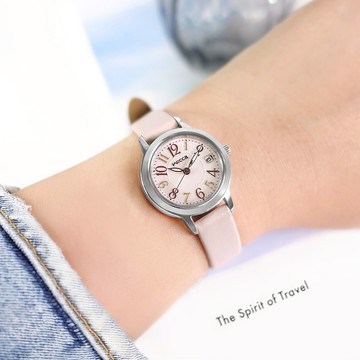 CITIZEN 星辰表 / KH4-912-90 / WICCA 太陽能 公主系列 俏皮可愛 合成錶帶 粉x銀框 24mm